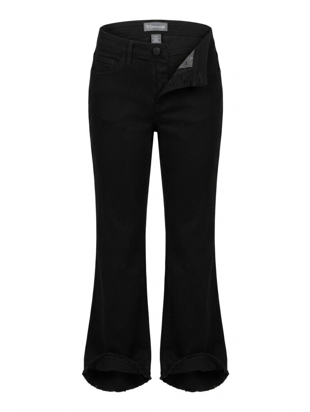 Democracy Black Jeans Size 4 High Rise Kick Flare Raw Hem Stretch Tummy Control